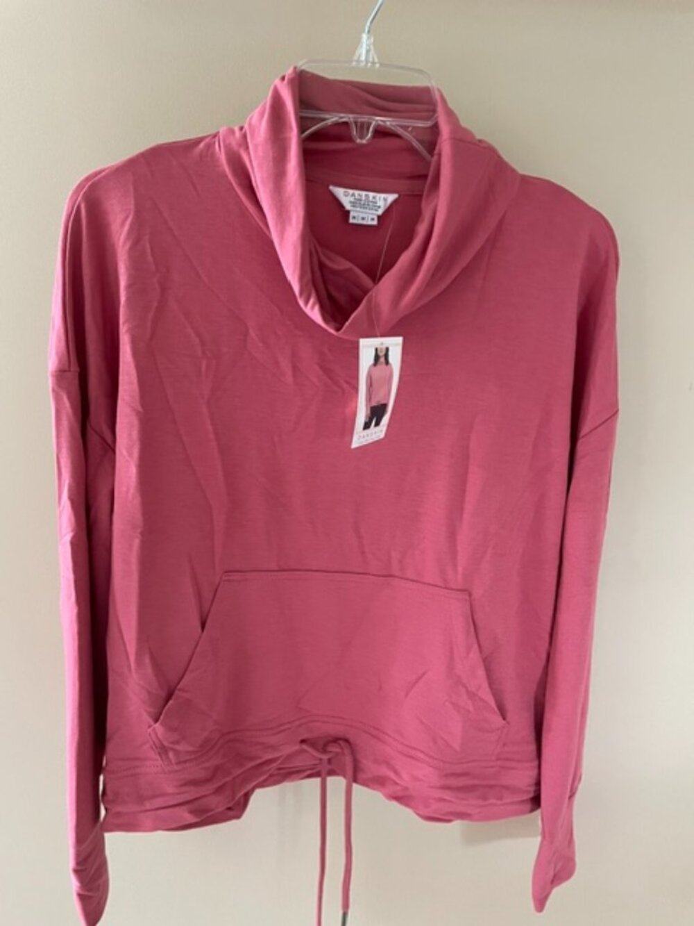 Women's Danskin Light weight Cowl Neck Pullover in Slate Rose